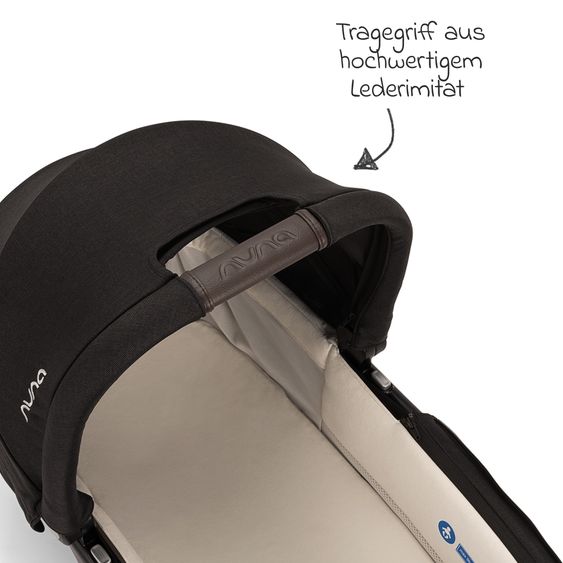 Nuna 2in1 Kombi-Kinderwagen-Set TRIV next bis 22 kg mit Babywanne, Adapter, Regenschutz & Spieltier - Caviar