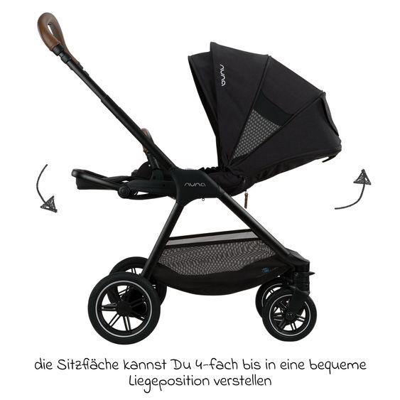 Nuna 2in1 Kombi-Kinderwagen-Set TRIV next bis 22 kg mit Babywanne, Adapter, Regenschutz & Spieltier - Caviar