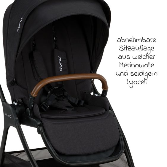 Nuna 2in1 Kombi-Kinderwagen-Set TRIV next bis 22 kg mit Babywanne, Adapter, Regenschutz & Spieltier - Caviar