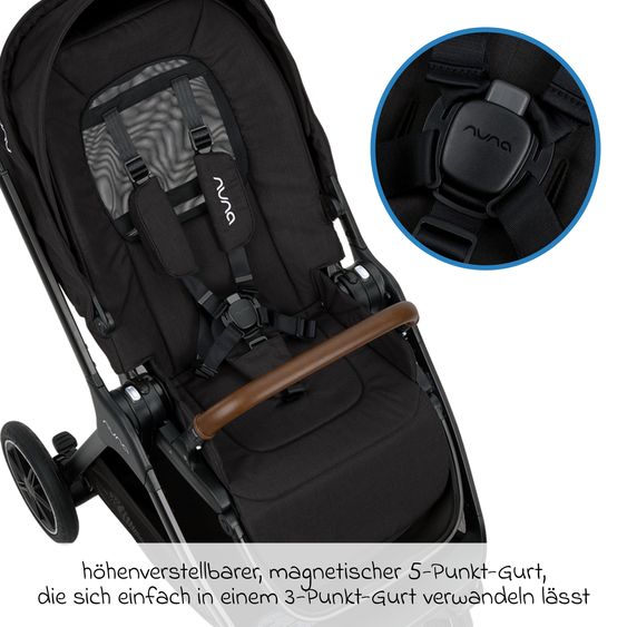 Nuna 2in1 Kombi-Kinderwagen-Set TRIV next bis 22 kg mit Babywanne, Adapter, Regenschutz & Spieltier - Caviar