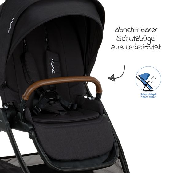 Nuna 2in1 Kombi-Kinderwagen-Set TRIV next bis 22 kg mit Babywanne, Adapter, Regenschutz & Spieltier - Caviar