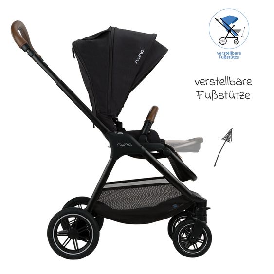 Nuna 2in1 Kombi-Kinderwagen-Set TRIV next bis 22 kg mit Babywanne, Adapter, Regenschutz & Spieltier - Caviar