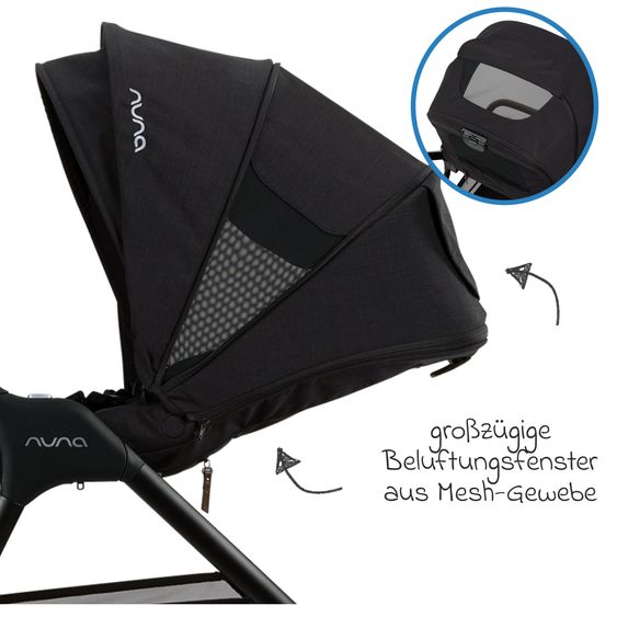 Nuna 2in1 Kombi-Kinderwagen-Set TRIV next bis 22 kg mit Babywanne, Adapter, Regenschutz & Spieltier - Caviar