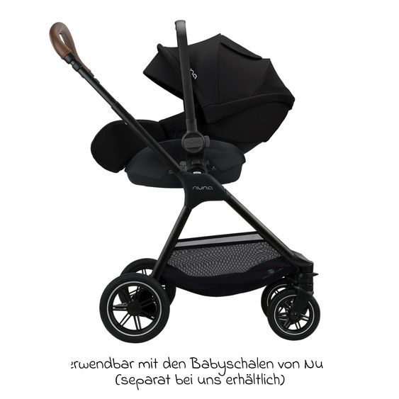 Nuna 2in1 Kombi-Kinderwagen-Set TRIV next bis 22 kg mit Babywanne, Adapter, Regenschutz & Spieltier - Caviar