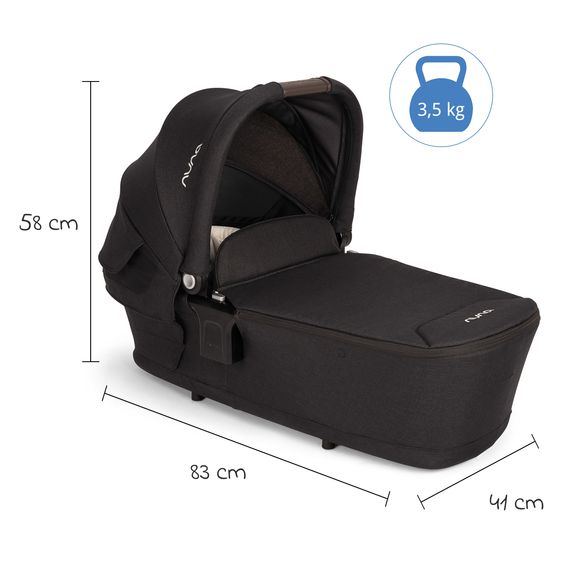 Nuna 2in1 Kombi-Kinderwagen-Set TRIV next bis 22 kg mit Babywanne, Adapter, Regenschutz & Spieltier - Caviar