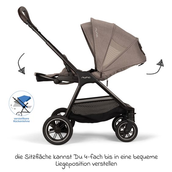 Nuna 2in1 Kombi-Kinderwagen-Set TRIV next bis 22 kg mit Babywanne, Adapter, Regenschutz & Spieltier - Cedar