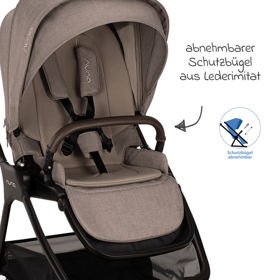 Nuna 2in1 Kombi-Kinderwagen-Set TRIV next bis 22 kg mit Babywanne, Adapter, Regenschutz & Spieltier - Cedar