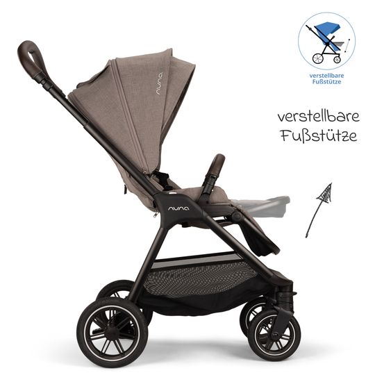 Nuna 2in1 Kombi-Kinderwagen-Set TRIV next bis 22 kg mit Babywanne, Adapter, Regenschutz & Spieltier - Cedar