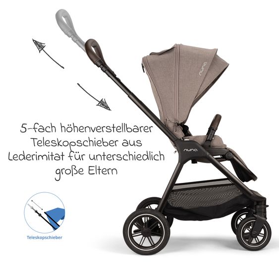 Nuna 2in1 Kombi-Kinderwagen-Set TRIV next bis 22 kg mit Babywanne, Adapter, Regenschutz & Spieltier - Cedar