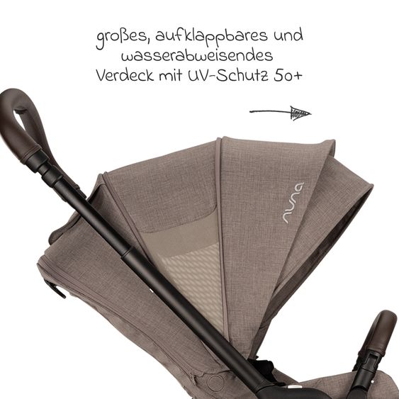 Nuna 2in1 Kombi-Kinderwagen-Set TRIV next bis 22 kg mit Babywanne, Adapter, Regenschutz & Spieltier - Cedar