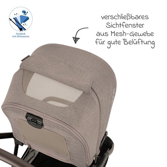 Nuna 2in1 Kombi-Kinderwagen-Set TRIV next bis 22 kg mit Babywanne, Adapter, Regenschutz & Spieltier - Cedar