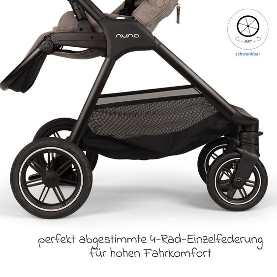 Nuna 2in1 Kombi-Kinderwagen-Set TRIV next bis 22 kg mit Babywanne, Adapter, Regenschutz & Spieltier - Cedar
