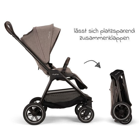 Nuna 2in1 Kombi-Kinderwagen-Set TRIV next bis 22 kg mit Babywanne, Adapter, Regenschutz & Spieltier - Cedar