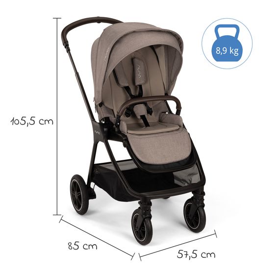 Nuna 2in1 Kombi-Kinderwagen-Set TRIV next bis 22 kg mit Babywanne, Adapter, Regenschutz & Spieltier - Cedar
