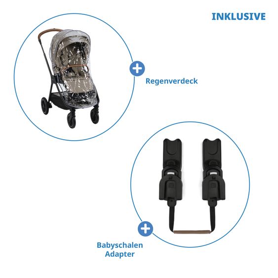 Nuna 2in1 Kombi-Kinderwagen-Set TRIV next bis 22 kg mit Babywanne, Adapter, Regenschutz & Spieltier - Cedar