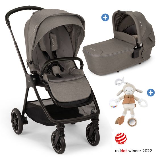 Nuna Set passeggino 2in1 TRIV next fino a 22 kg con navicella, adattatore, parapioggia e animale da gioco - Granito