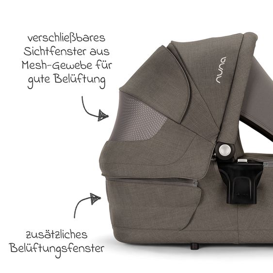 Nuna Set passeggino 2in1 TRIV next fino a 22 kg con navicella, adattatore, parapioggia e animale da gioco - Granito