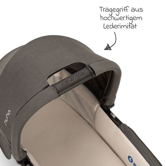 Nuna Set passeggino 2in1 TRIV next fino a 22 kg con navicella, adattatore, parapioggia e animale da gioco - Granito