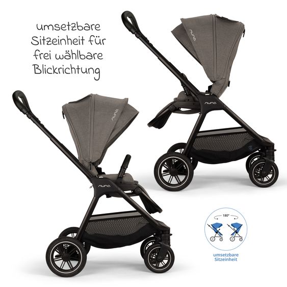 Nuna Set passeggino 2in1 TRIV next fino a 22 kg con navicella, adattatore, parapioggia e animale da gioco - Granito