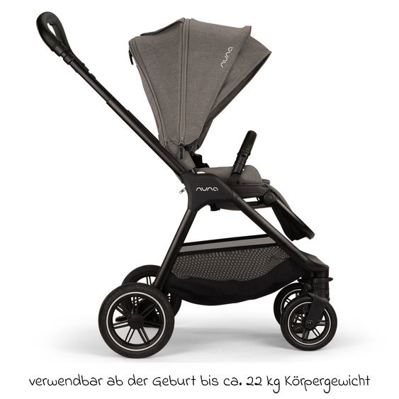 Nuna Set passeggino 2in1 TRIV next fino a 22 kg con navicella, adattatore, parapioggia e animale da gioco - Granito