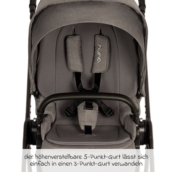 Nuna Set passeggino 2in1 TRIV next fino a 22 kg con navicella, adattatore, parapioggia e animale da gioco - Granito