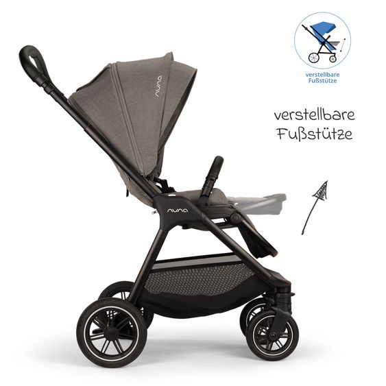 Nuna Set passeggino 2in1 TRIV next fino a 22 kg con navicella, adattatore, parapioggia e animale da gioco - Granito
