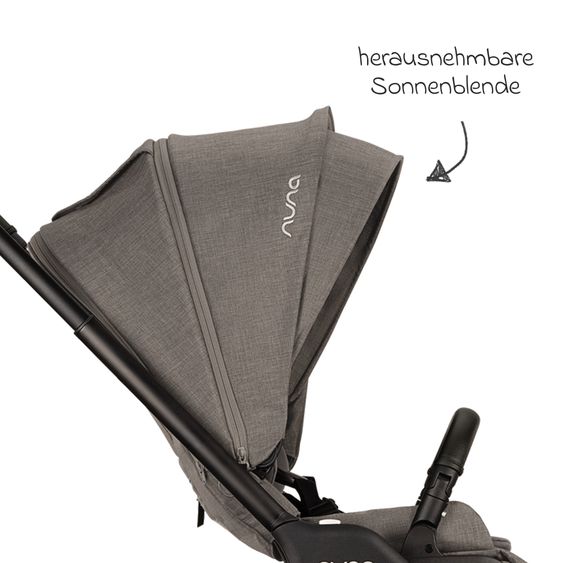 Nuna Set passeggino 2in1 TRIV next fino a 22 kg con navicella, adattatore, parapioggia e animale da gioco - Granito