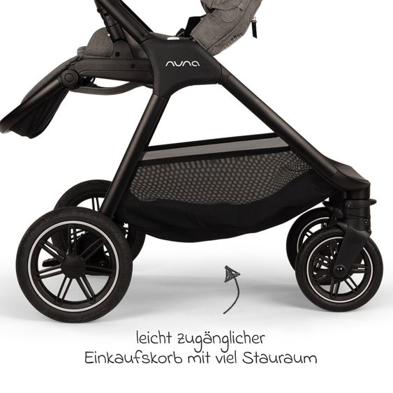 Nuna Set passeggino 2in1 TRIV next fino a 22 kg con navicella, adattatore, parapioggia e animale da gioco - Granito