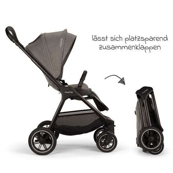 Nuna Set passeggino 2in1 TRIV next fino a 22 kg con navicella, adattatore, parapioggia e animale da gioco - Granito