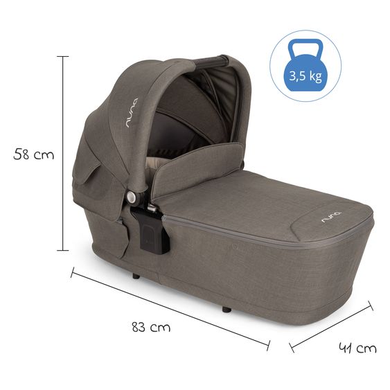 Nuna Set passeggino 2in1 TRIV next fino a 22 kg con navicella, adattatore, parapioggia e animale da gioco - Granito