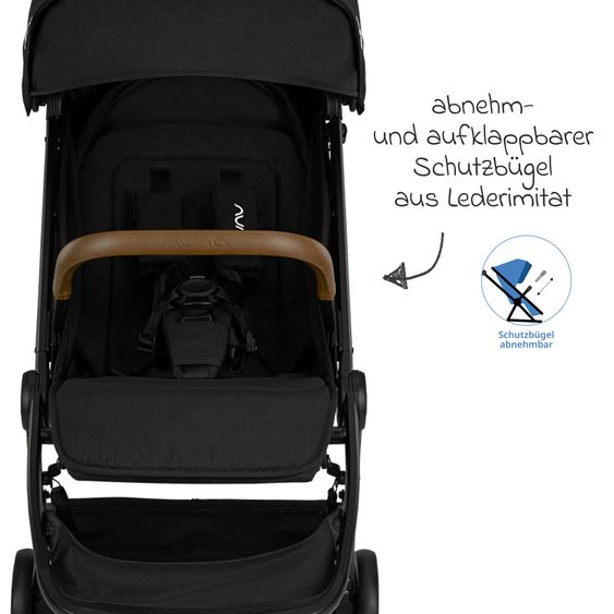 Nuna 2in1 Kombi-Kinderwagen-Set TRVL Lx bis 22 kg mit Babywanne, Tragetasche, Regenschutz & Spieltier - Caviar