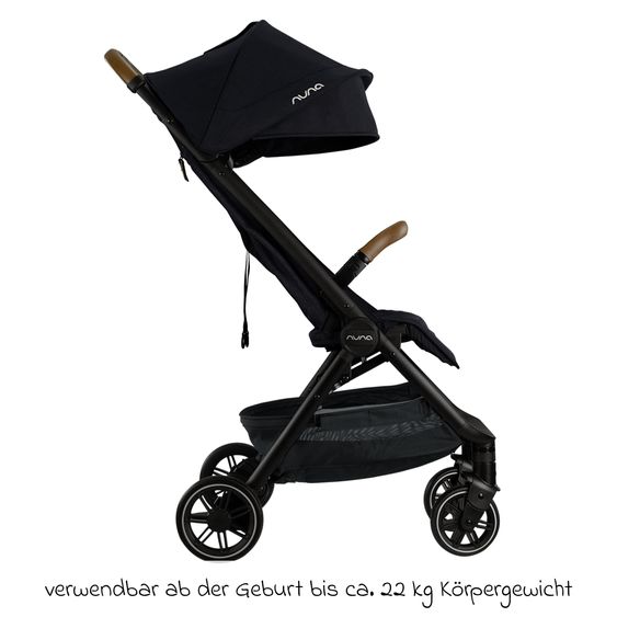 Nuna 2in1 Kombi-Kinderwagen-Set TRVL Lx bis 22 kg mit Babywanne, Tragetasche, Regenschutz & Spieltier - Caviar