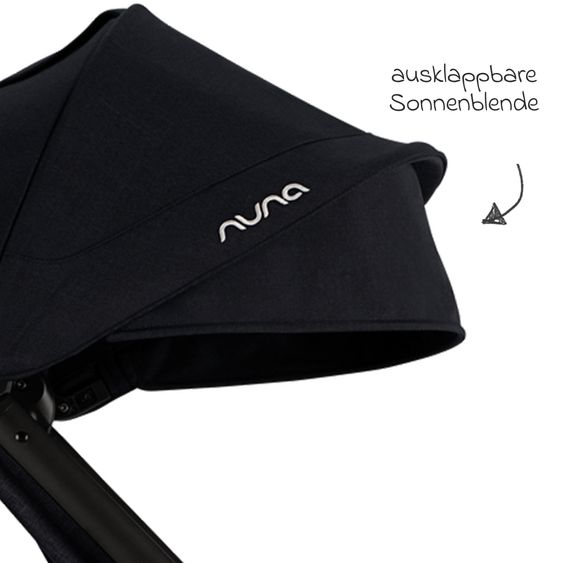 Nuna 2in1 Kombi-Kinderwagen-Set TRVL Lx bis 22 kg mit Babywanne, Tragetasche, Regenschutz & Spieltier - Caviar