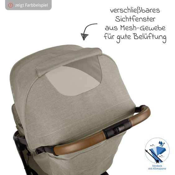 Nuna 2in1 Kombi-Kinderwagen-Set TRVL Lx bis 22 kg mit Babywanne, Tragetasche, Regenschutz & Spieltier - Caviar
