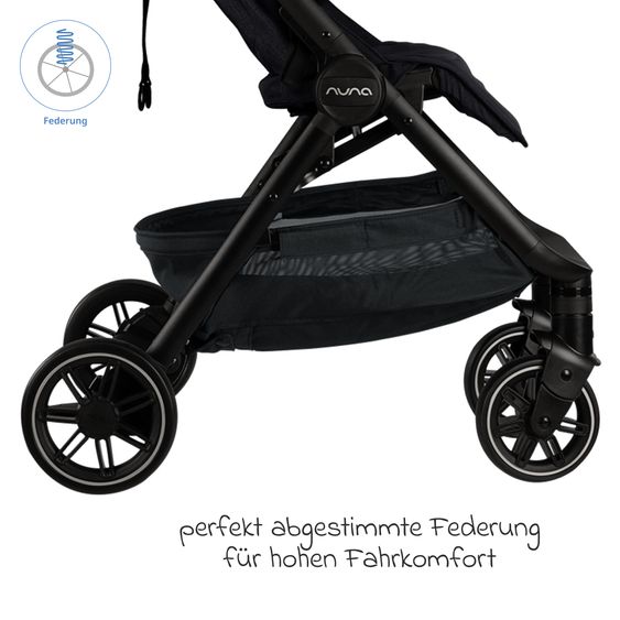 Nuna 2in1 Kombi-Kinderwagen-Set TRVL Lx bis 22 kg mit Babywanne, Tragetasche, Regenschutz & Spieltier - Caviar