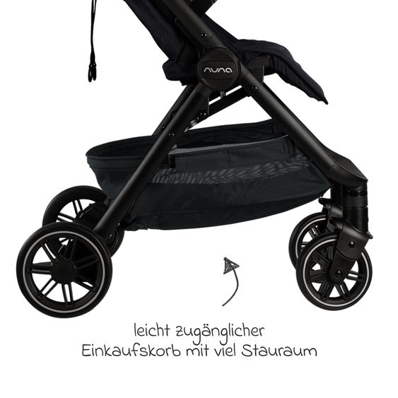 Nuna 2in1 Kombi-Kinderwagen-Set TRVL Lx bis 22 kg mit Babywanne, Tragetasche, Regenschutz & Spieltier - Caviar