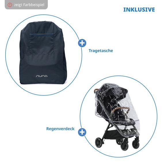 Nuna 2in1 Kombi-Kinderwagen-Set TRVL Lx bis 22 kg mit Babywanne, Tragetasche, Regenschutz & Spieltier - Caviar