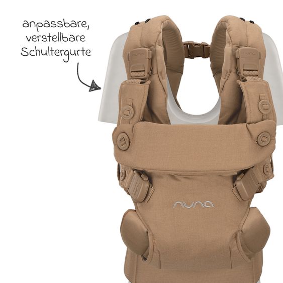 Nuna 4in1 Babytrage CUDL Luxe für Neugeborene ab 3,5 kg bis 16 kg einsetzbar mit 4 Tragepositionen, Klickverschluss inkl. Zubehör - Canyon