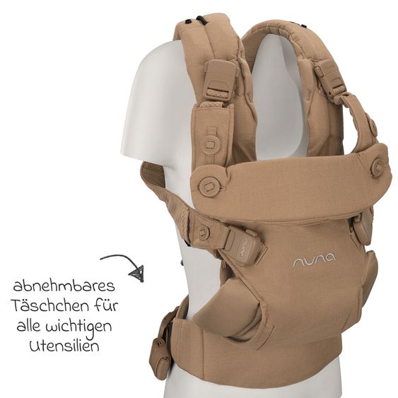 Nuna 4in1 Babytrage CUDL Luxe für Neugeborene ab 3,5 kg bis 16 kg einsetzbar mit 4 Tragepositionen, Klickverschluss inkl. Zubehör - Canyon