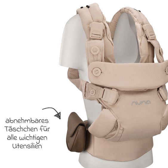 Nuna 4in1 Babytrage CUDL Luxe für Neugeborene ab 3,5 kg bis 16 kg einsetzbar mit 4 Tragepositionen, Klickverschluss inkl. Zubehör - Pearl