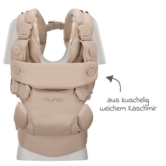 Nuna 4in1 Babytrage CUDL Luxe für Neugeborene ab 3,5 kg bis 16 kg einsetzbar mit 4 Tragepositionen, Klickverschluss inkl. Zubehör - Pearl