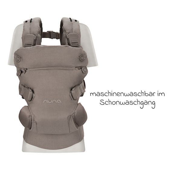 Nuna 4in1 Babytrage CUDL Luxe für Neugeborene ab 3,5 kg bis 16 kg einsetzbar mit 4 Tragepositionen, Klickverschluss inkl. Zubehör - Pewter