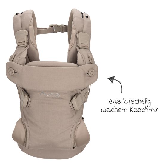 Nuna 4in1 Babytrage CUDL Luxe für Neugeborene ab 3,5 kg bis 16 kg einsetzbar mit 4 Tragepositionen, Klickverschluss inkl. Zubehör - Quartz