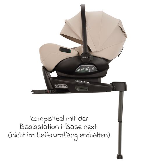 Nuna Babyschale ARRA flex i-Size ab Geburt bis 13 kg (40 cm - 87 cm) Liegeposition 157° inkl. Sitzverkleinerer & Sonnenverdeck nur 3,9 kg - Biscotti