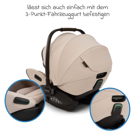 Nuna Babyschale ARRA flex i-Size ab Geburt bis 13 kg (40 cm - 87 cm) Liegeposition 157° inkl. Sitzverkleinerer & Sonnenverdeck nur 3,9 kg - Biscotti