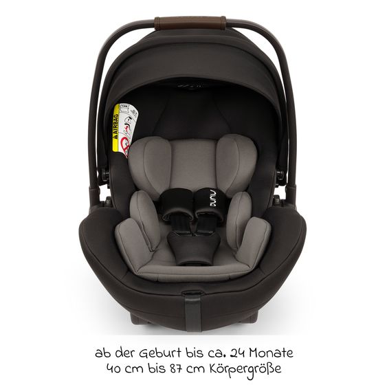 Nuna Seggiolino auto ARRA flex i-Size dalla nascita fino a 13 kg (40 cm - 87 cm) posizione reclinabile 157° incl. riduttore di seduta e cappottina parasole solo 3,9 kg - Caviar