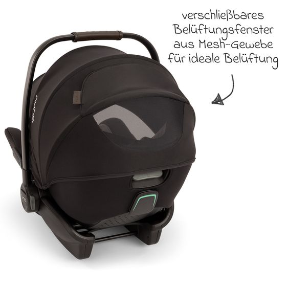 Nuna Seggiolino auto ARRA flex i-Size dalla nascita fino a 13 kg (40 cm - 87 cm) posizione reclinabile 157° incl. riduttore di seduta e cappottina parasole solo 3,9 kg - Caviar