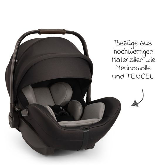 Nuna Seggiolino auto ARRA flex i-Size dalla nascita fino a 13 kg (40 cm - 87 cm) posizione reclinabile 157° incl. riduttore di seduta e cappottina parasole solo 3,9 kg - Caviar