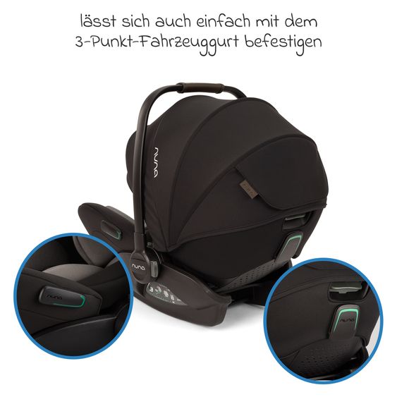 Nuna Seggiolino auto ARRA flex i-Size dalla nascita fino a 13 kg (40 cm - 87 cm) posizione reclinabile 157° incl. riduttore di seduta e cappottina parasole solo 3,9 kg - Caviar