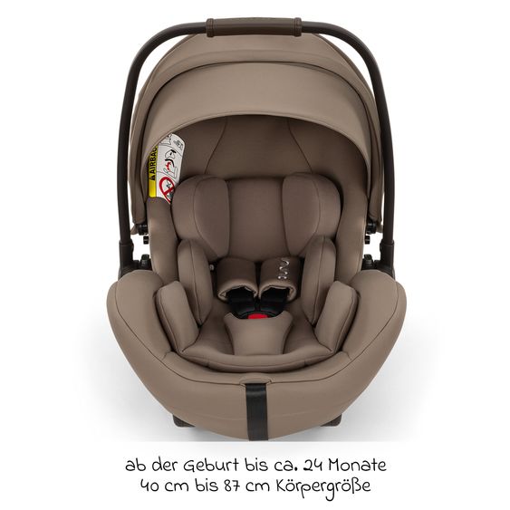 Nuna ARRA flex i-Size infant car seat from birth to 13 kg (40 cm - 87 cm) reclining position 157° incl. seat reducer & sun canopy only 3.9 kg - Cedar